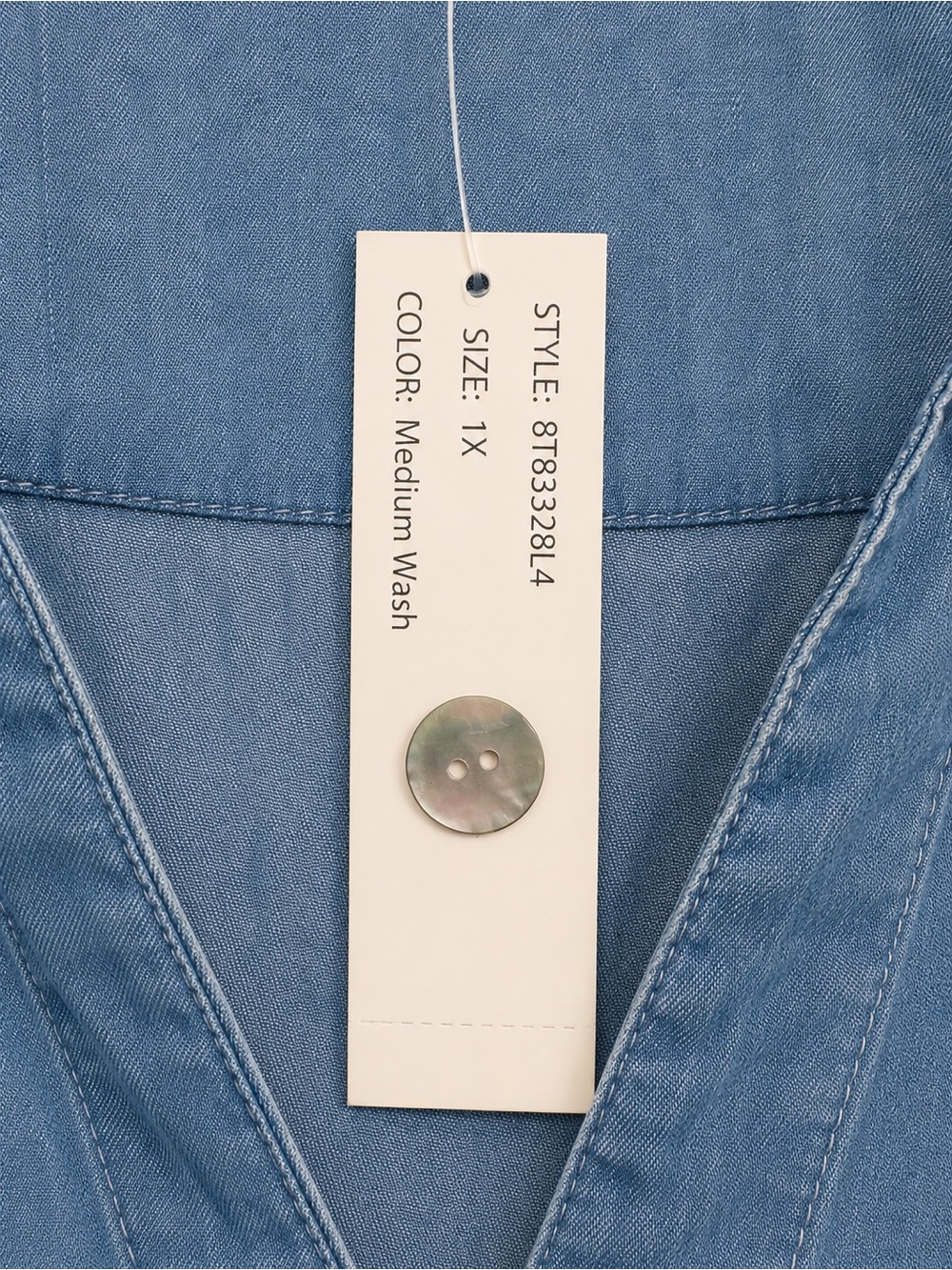 Zac & Rachel 1X Chambray Popover Tunic Button Back Top - Picture 6 of 6